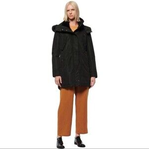 Marc New York Fortuna Water Resistant Black Faux Fur Hooded Parka Jacket NWT